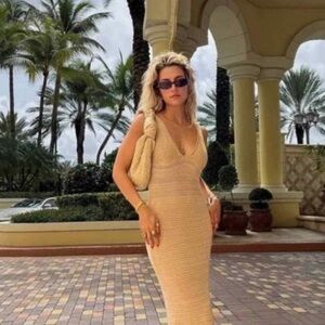 Ronny Kobo Collection Beige Knit Top